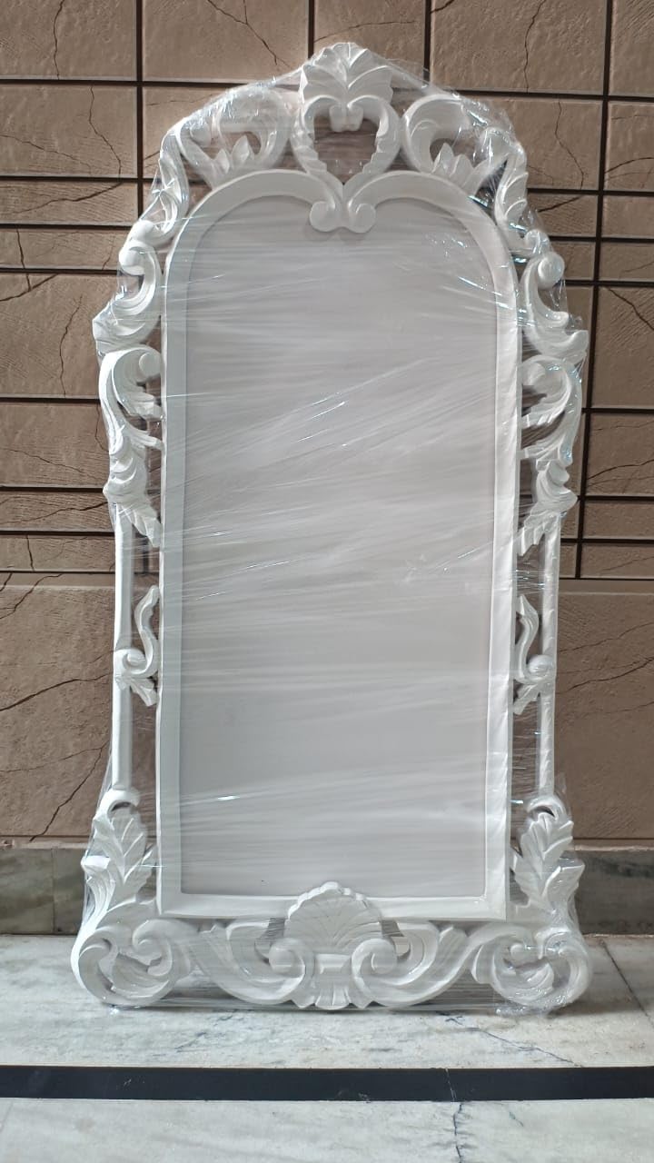 Decorative Full Length Wall Royal Mirror Wooden White Frame