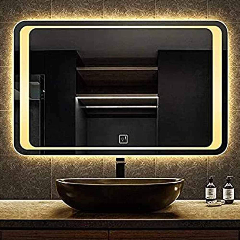 SmileSellers Led Mirror with Warm Light + White Light + Cool Day Light + Dimmer + Defogger Wall Mounted Backlit- 24x36 Inch, for Home | Office | Bedroom | Drawingroom | Bathroom