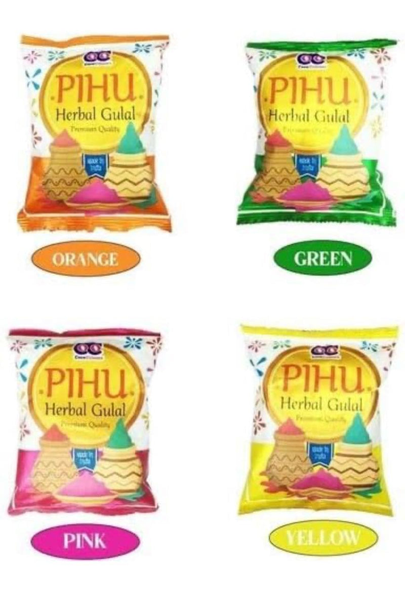 Gulal - Muliticolor (Pack of 4) | 100% Natural and Herbal Gulal | Organic Coloured Powder | Non-Toxic and Skin-Friendly Holi Gulal | Holi Celebration