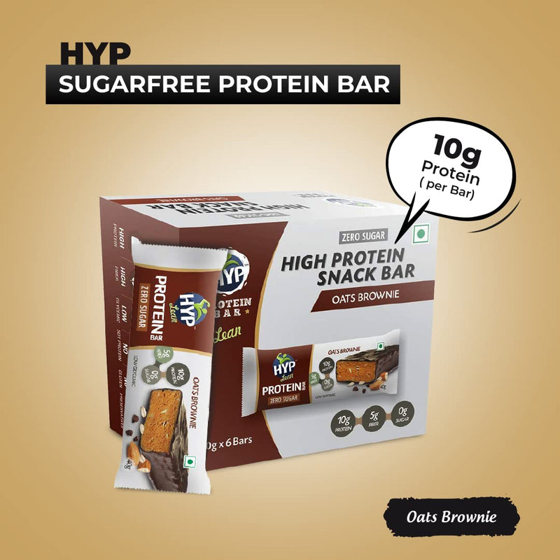 HYP Sugarfree Protein Bar, Oats Brownie (6x40g) | No added Sugar | Triple Blend Protein | 10g Protein Energy Bar | Gluten-free Oats Brownie Protein Bars | Sugarfree Protein Bar | Ready to eat foods