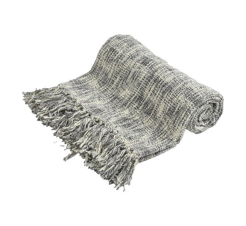 Fashion Throw 100% Cotton Handloom Throw Soft Blanket (FT_08) for Winter Warm Comforter/Throw | AC Blanket Sofa Couch Throw/Blanket_(50 x60 inch)_White/Black.