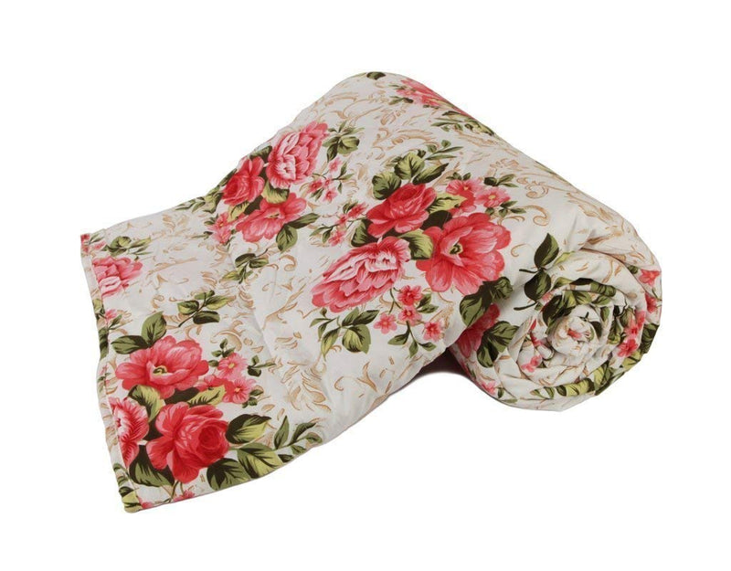 J Shree Kids Design Print Single Bed Reversible AC Blanket | Dohar | Quilt | Comforter | Duvet Multicolor (Pink Flower)