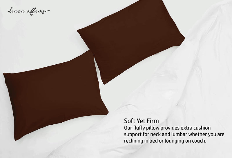 linenaffairs Microfiber Plain Pillow, Set of 2 Chocolate Pillow - 20 x 30 In Size