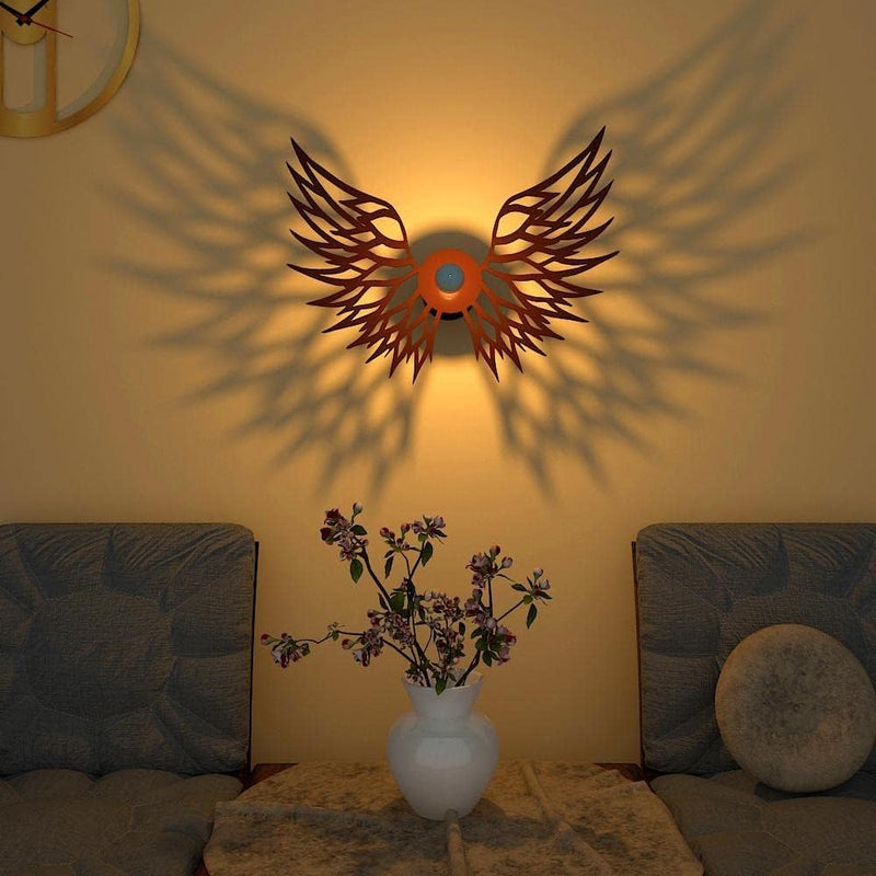 Seven Circles Shopee Wings Creative Shadow Lamp Home Decor Item, Dinning, Room, (Wood, Brown) 17 inch X 22 inch Pack of 1 (Brown)