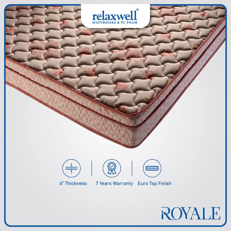 RELAXWELL MATRESSES Royale - Ortho Coir Mattress with Two Free Pillow for Your Comfort Night | Foam Matresses | Matresses for Comfortable Sleep (78x72x6 Inches, King)