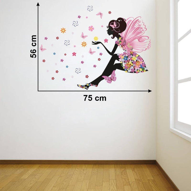 Delight Art Happy Walls Fairy with Butterflies Design Wall Sticker Size - ( 75*56 ) cm Model id - ( DAMC00611L )