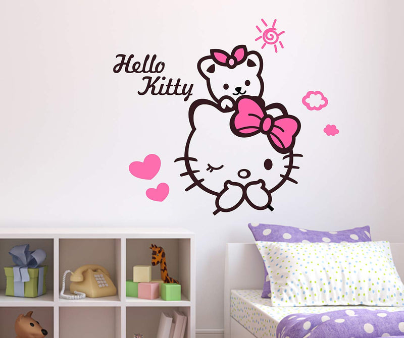 Wallzone Hello Kitty Multi Large Wallsticker for Home Decorations (80 cm x 70 cm)