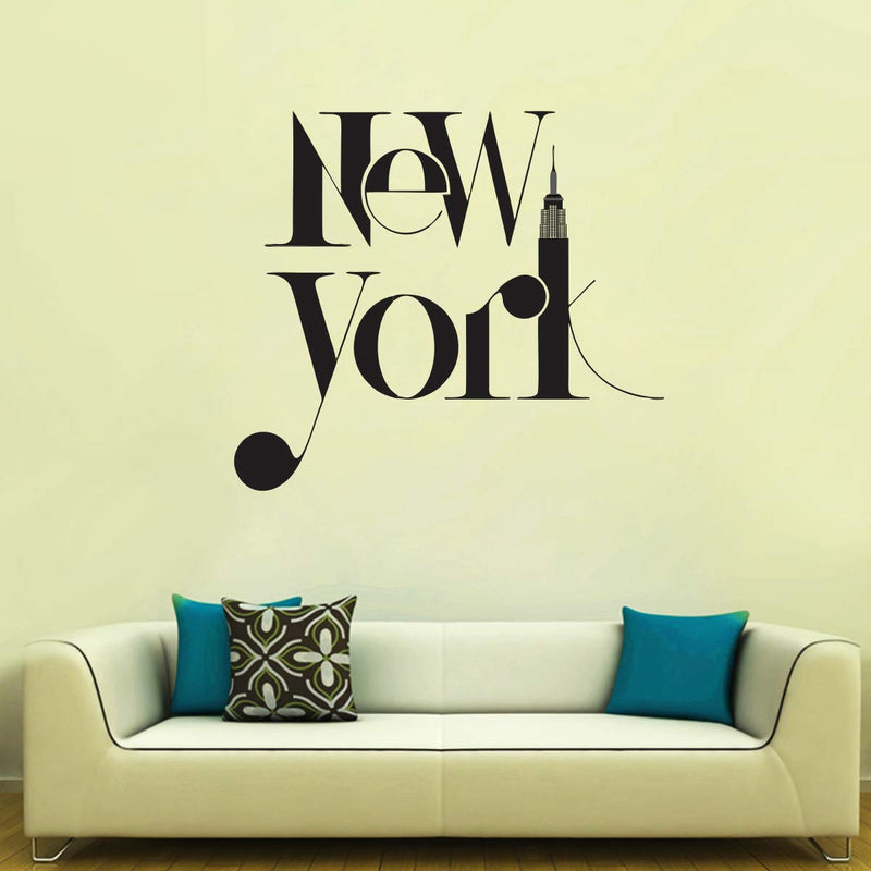 VCREATE DECOR New York Wall Sticker & Decal (PVC Vinyl,Size-58 Cm X 43 Cm)