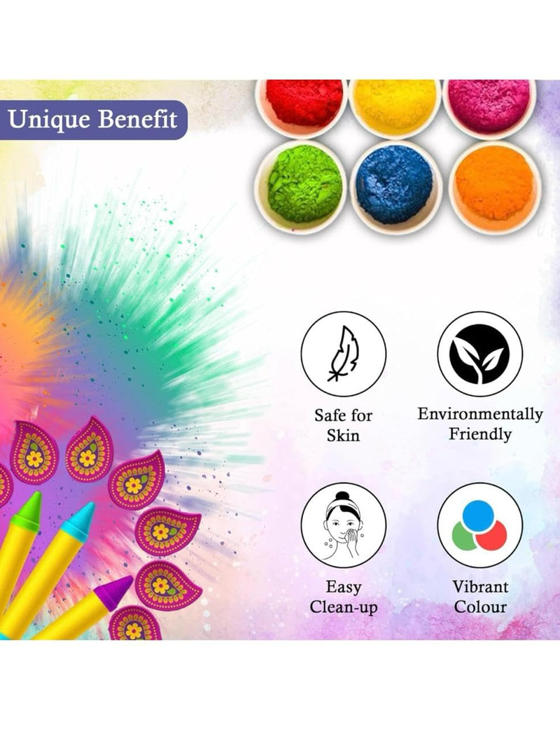Gulal - Muliticolor (Pack of 5) | 100% Natural and Herbal Gulal | Organic Coloured Powder | Non-Toxic and Skin-Friendly Holi Gulal | Holi Celebration