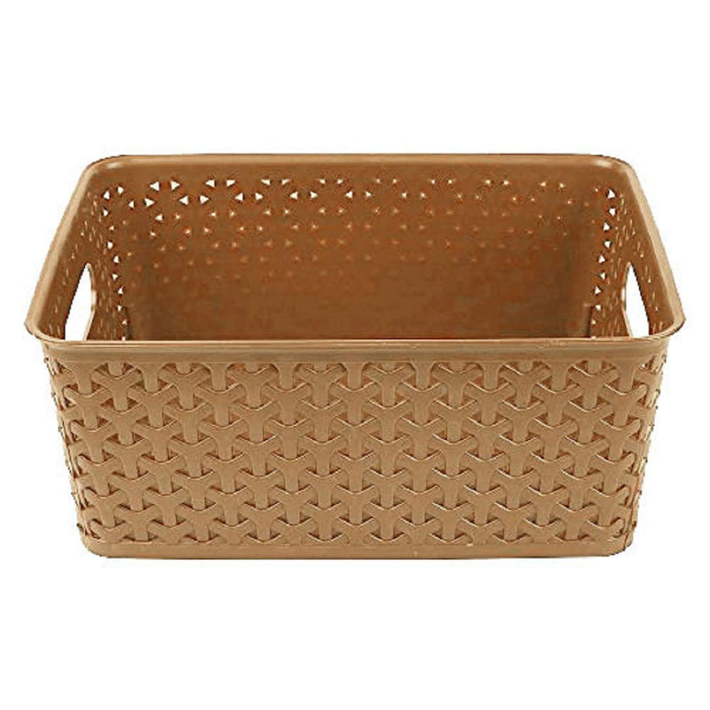 Kuber Industries Plastic 3 Pieces Extra Small Size Multipurpose Solitaire Storage Basket with Lid (Multicolour) - CTKTC023261, Standard, Brown