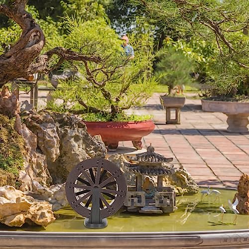 Yardwe Fountain Water Wheel Waterfall Decor Jewelry Accessories Fish Tank Decoration Simulation Wheel Model Fish Tank Fountain Wheel Water Fountain Part Miniature Plastic Fall Brown