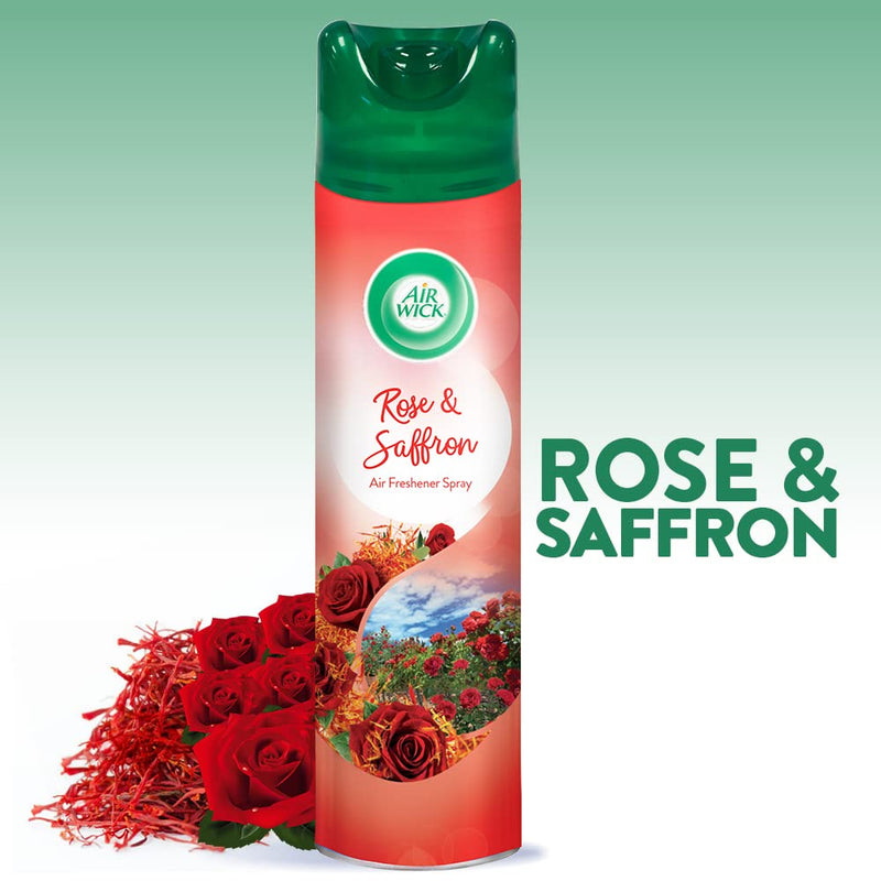 Air Wick 245 ml (Pack of 2) - Rose & Saffron, Room Air Freshener Spray | Works as Room Freshener and Bathroom Freshener with Long-Lasting Fragrance | Eliminates Odours