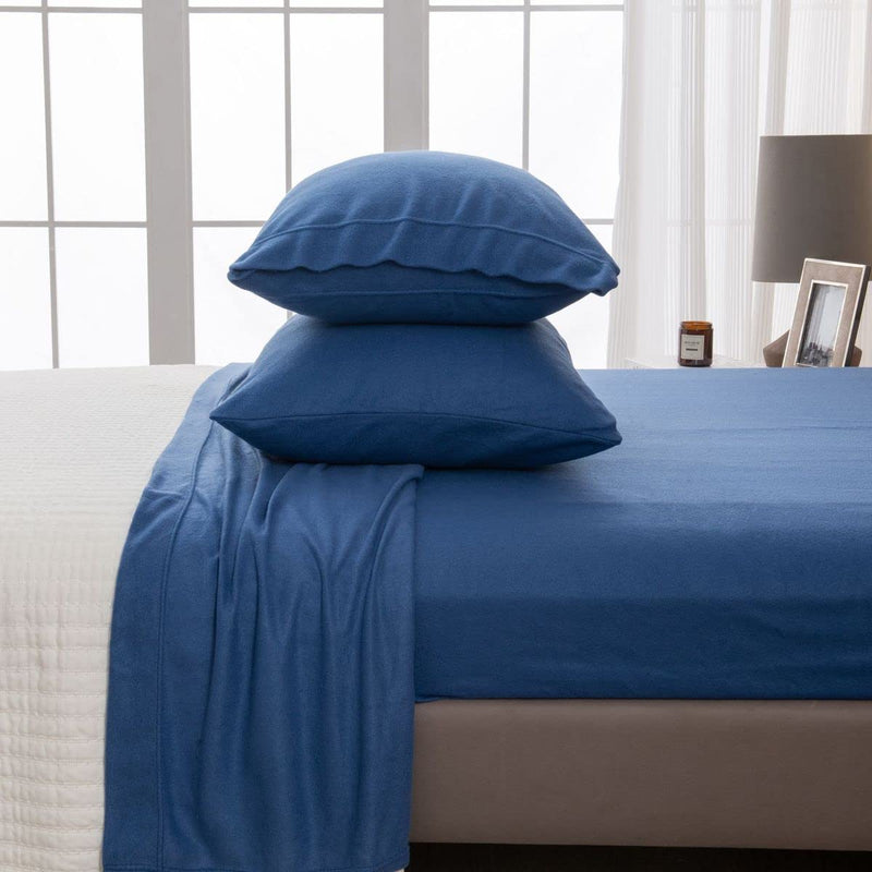 Super Soft Extra Plush Fleece Sheet Set. Cozy, Warm, Durable, Smooth, Breathable Winter Sheets in Solid Colors. Christina Collection (Full, Navy)