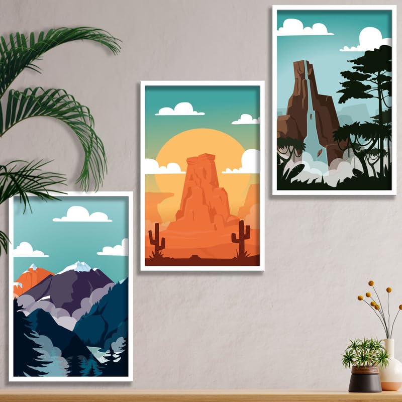 SAF paintings Set of 3 Modern Boho Art Wall Painting For Home And Office ol-COMBO-2157-K3