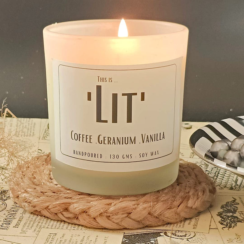 THE TINGE Coffee Geranium Vanilla Scented Hand Poured Smokeless Pure Soy Wax Candle I Upto 30 Hours I for Birthday Anniversary Gift I Home Decor, Birthday Gift Fragrance Candle