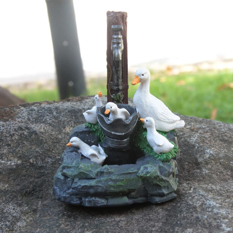 Solar Powered Mini Family Duckl Decorative Water Fountain Quiet and Soothing Water Sound