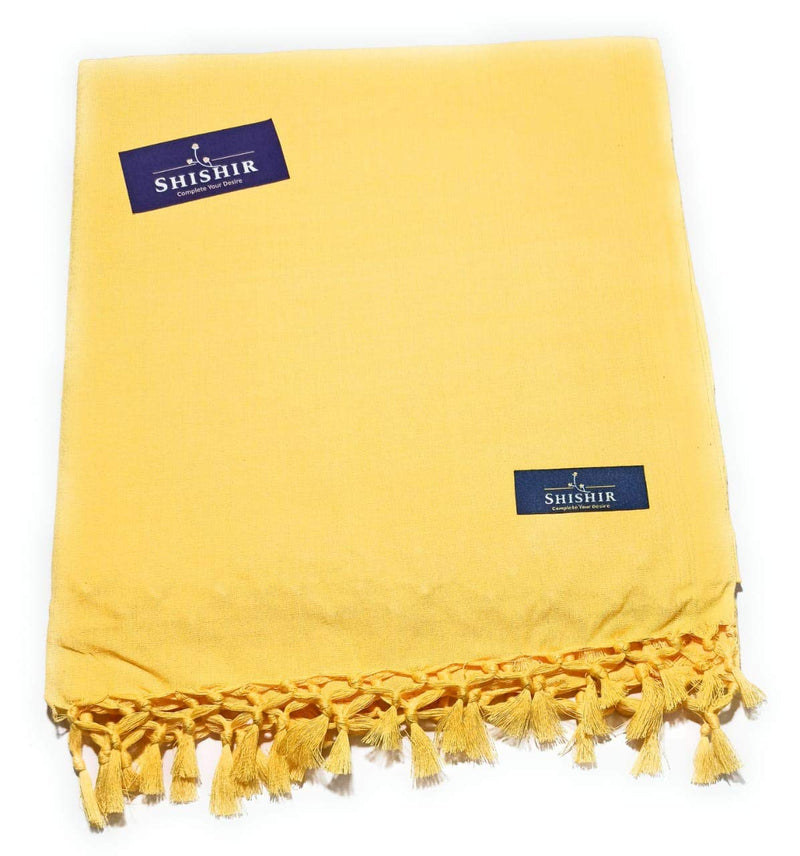 SHISHIR Cotton Soft Silky 200 TC Summer/Winter/Rainy Season Odhne wali Topsheet/Chadar/Thin Layer Blanket (Yellow Single Size)