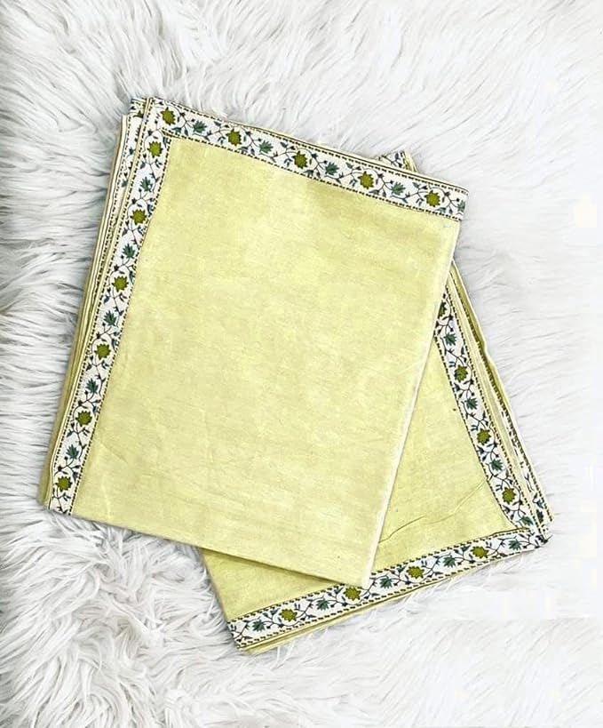 MAMRAJ Cotton Plain with Border Summer|| Ac || Stylish Beautiful Single Bed Top Sheet/Odhne wali Chaddar ||60x90|| (Lemon, 1)