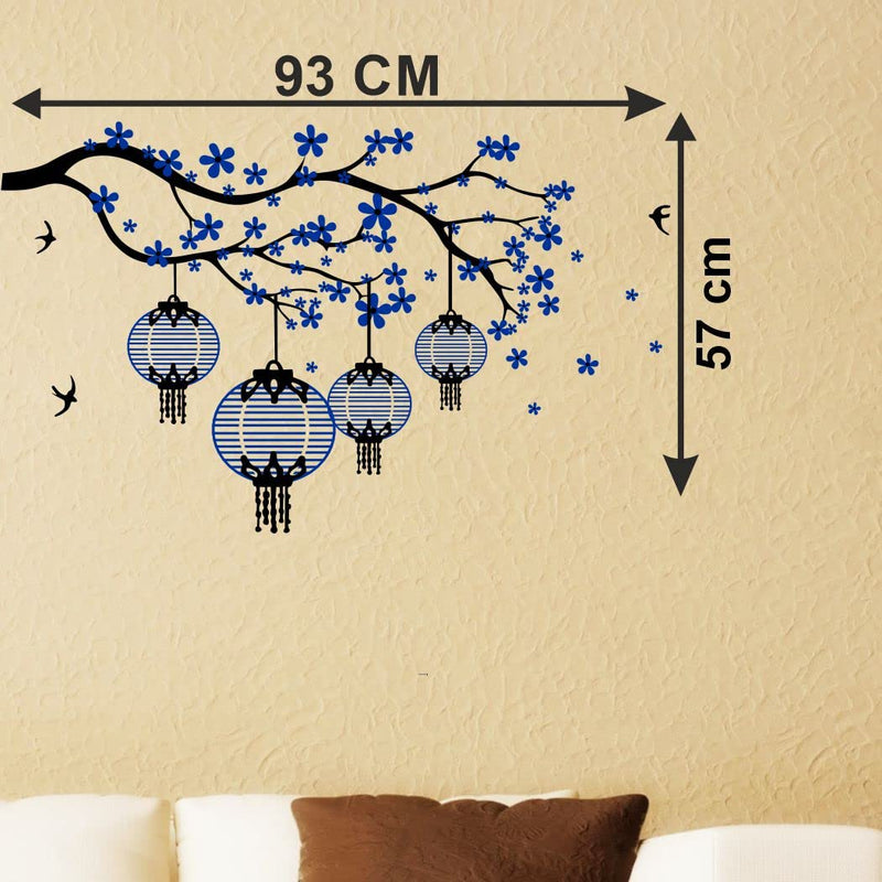 Delight Art Tree with Flower and Birds Wall Sticker Size - (93 * 57) cm Model id - (DAMC00447L)