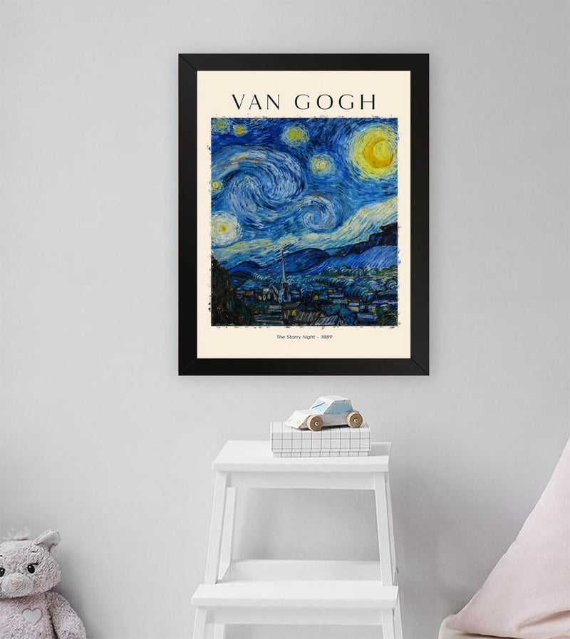 GADGETS WRAP Printed Photo Frame Matte Painting for Home Office Studio Living Room Decoration (11x17inch Black Framed) - Van Gogh Starry Night Poster