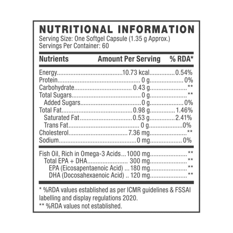 GNC 1000 Mg Omega 3 Fish Oil for Men & Women | 60 Softgels | Omega 3 with 180 mg EPA & 120 mg DHA | Promotes Joint Health | Improves Focus & Memory | Protects Vision | Supports Healthy Cholesterol