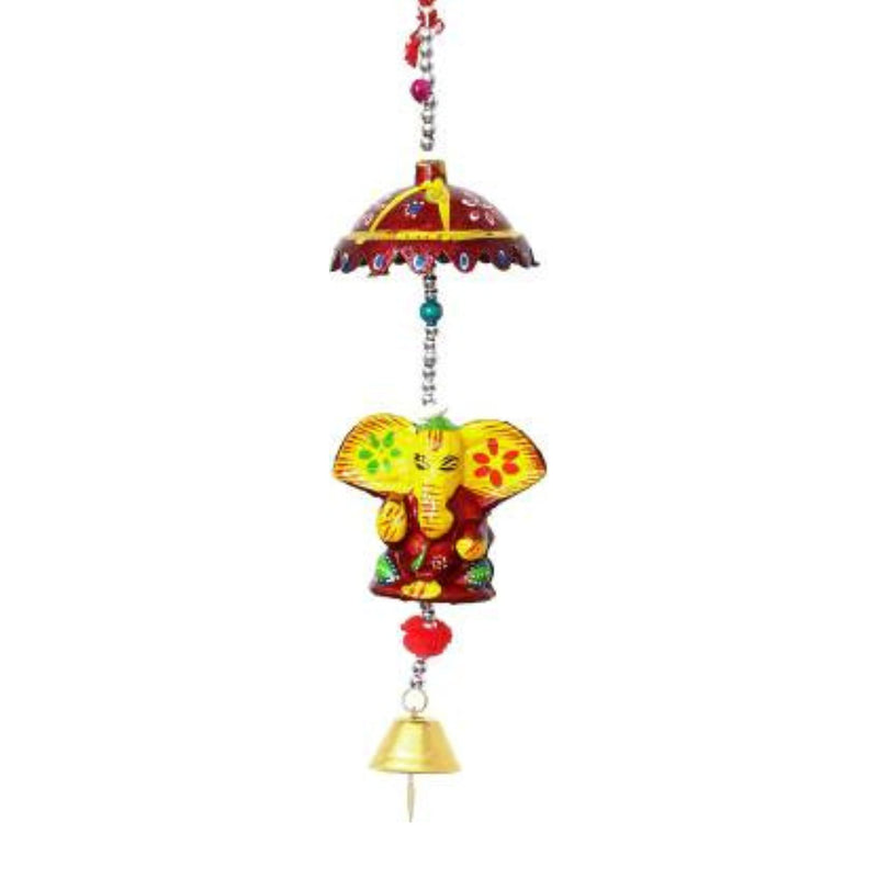 Suvasane Rajasthani Handcrafted Decorative Lord Ganesha Wall/Door/Window Hanging Bell (41X8X7 CM)