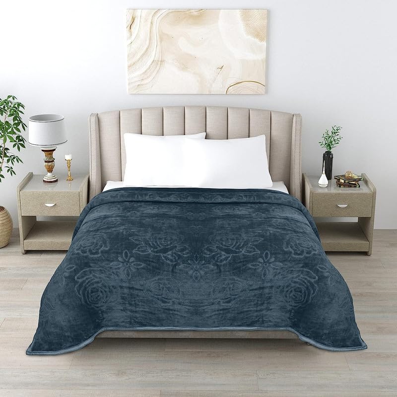 OM SHIV Double Bed Blanket Mink Blanket for Heavy Winter Ac Solid Double Bed Blanket Super Soft Light Winter Blanket (Gray), Lightweight