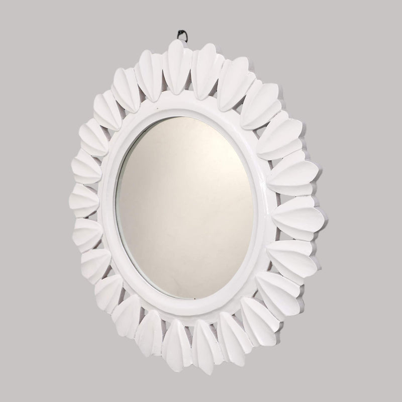 THE URBAN STORE Decorative and Hand Crafted Wooden Wall Mirror in Duco White Finish - 20” x 20"