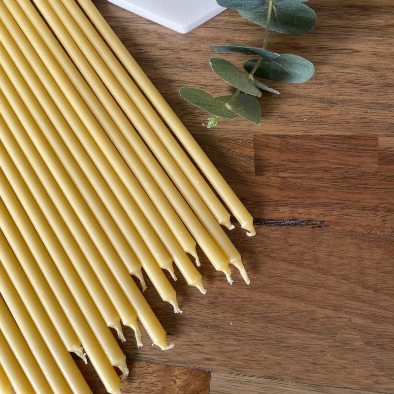 50 x Pure Beeswax Candles Hand Dipped, Meditation/Prayer Beeswax Tapered Candle, Taper Candle, 7mm x 220mm Australian Made Beeswax Candles