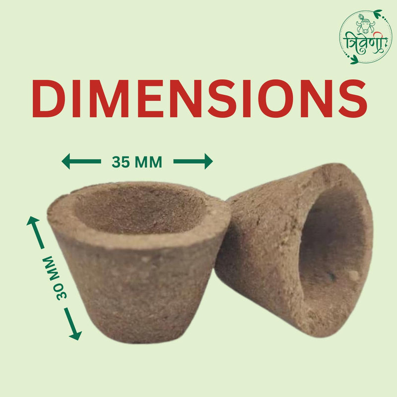 त्रिवेणी Triveni Organics Desi Gir Cow Dung Empty Sambrani Dhoop 120 Cups for Pooja with 1 Holder | Havan Cups for Pooja, Home & Festivals | Natural Guggal/Loban Dhoop Original