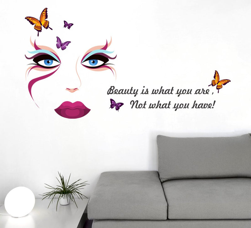 Wallstick 'Beauty is What Face' Wall Sticker (Vinyl, 49 cm x 4 cm x 4 cm, Red)