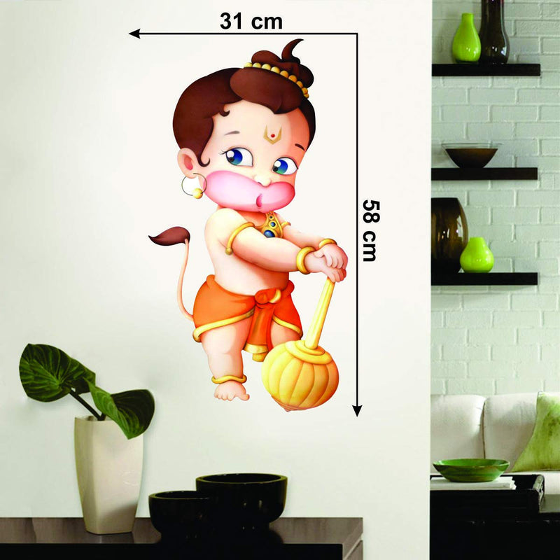 Sticker Studio PVC Vinyl Bal Hanuman 3D Self Adhesive Sticker for Hall Room Bedroom, Standard, Multicolor, Pack of 1