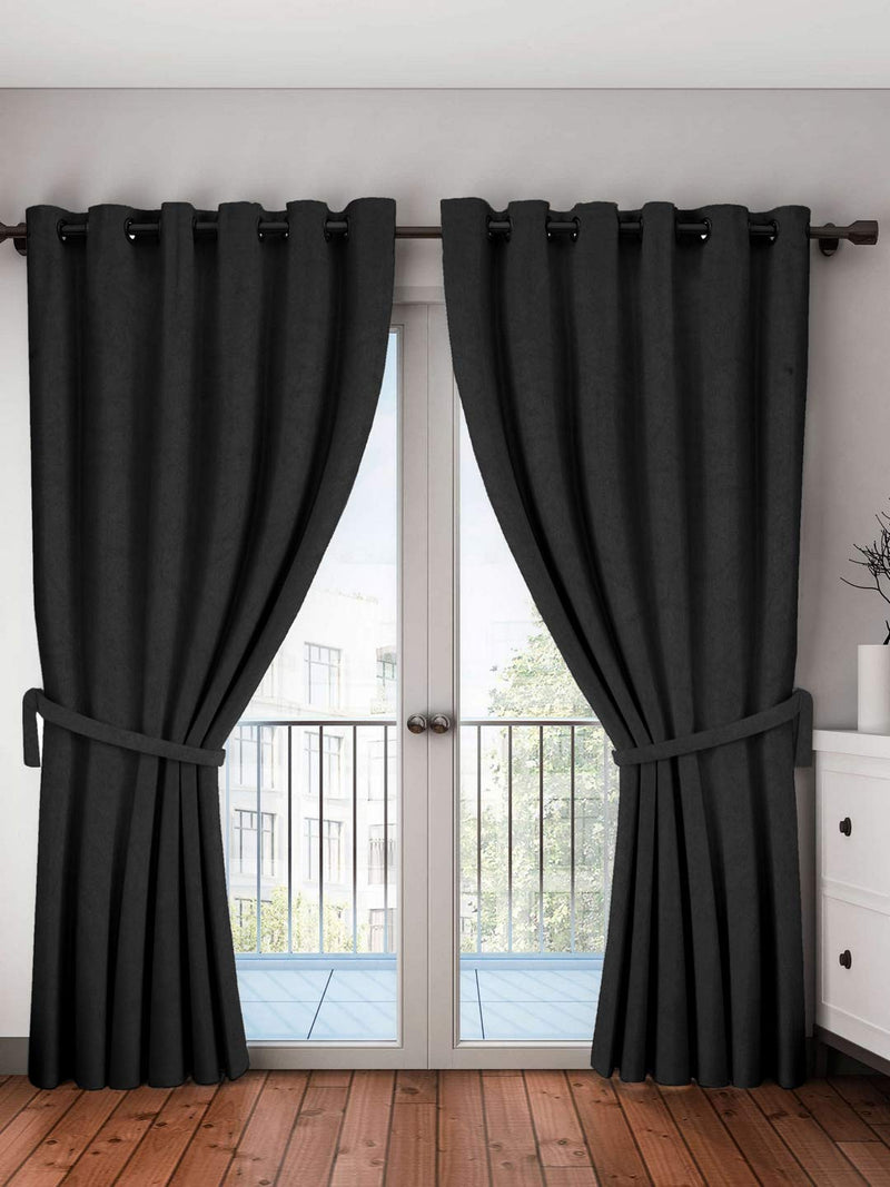 Home Sizzler 1 Piece 100% Blackout Eyelet Polyester Long Window Curtain, 5ft, Black