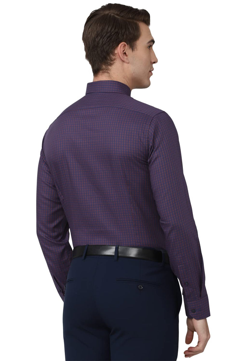 Van Heusen Men's Striped Slim Fit Shirt (VHSFRSLBW08297_Multi-Purple 42)