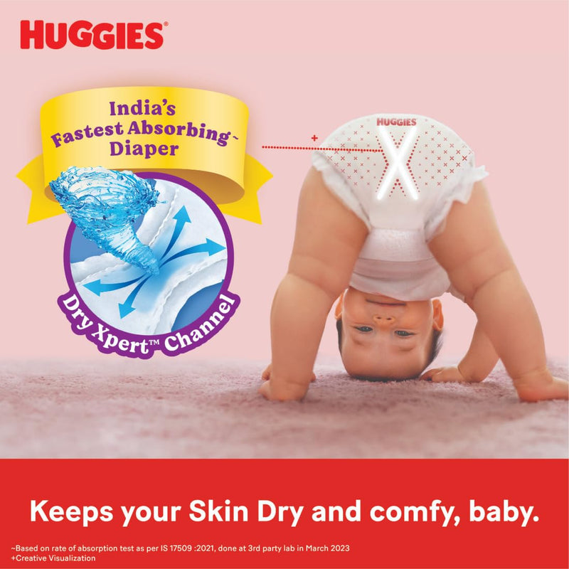 Huggies Complete Comfort Wonder Pants Newborn / Extra Small (Nb/Xs) Size (Up To 5 Kg) Baby Diaper Pants,90 Count,India'S Fastest Absorbing Diaper With Upto 4X Faster Unique Dry Xpert Channel