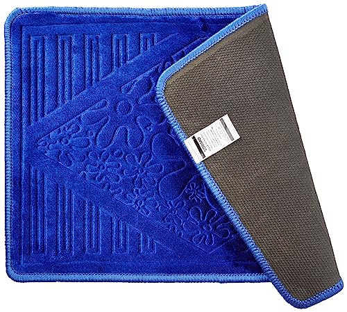 Amazon Brand - Solimo Premium Super Soft Fleece Rectangular Doormat for Home|Room|Office - Blue (38 X 58 Cm)