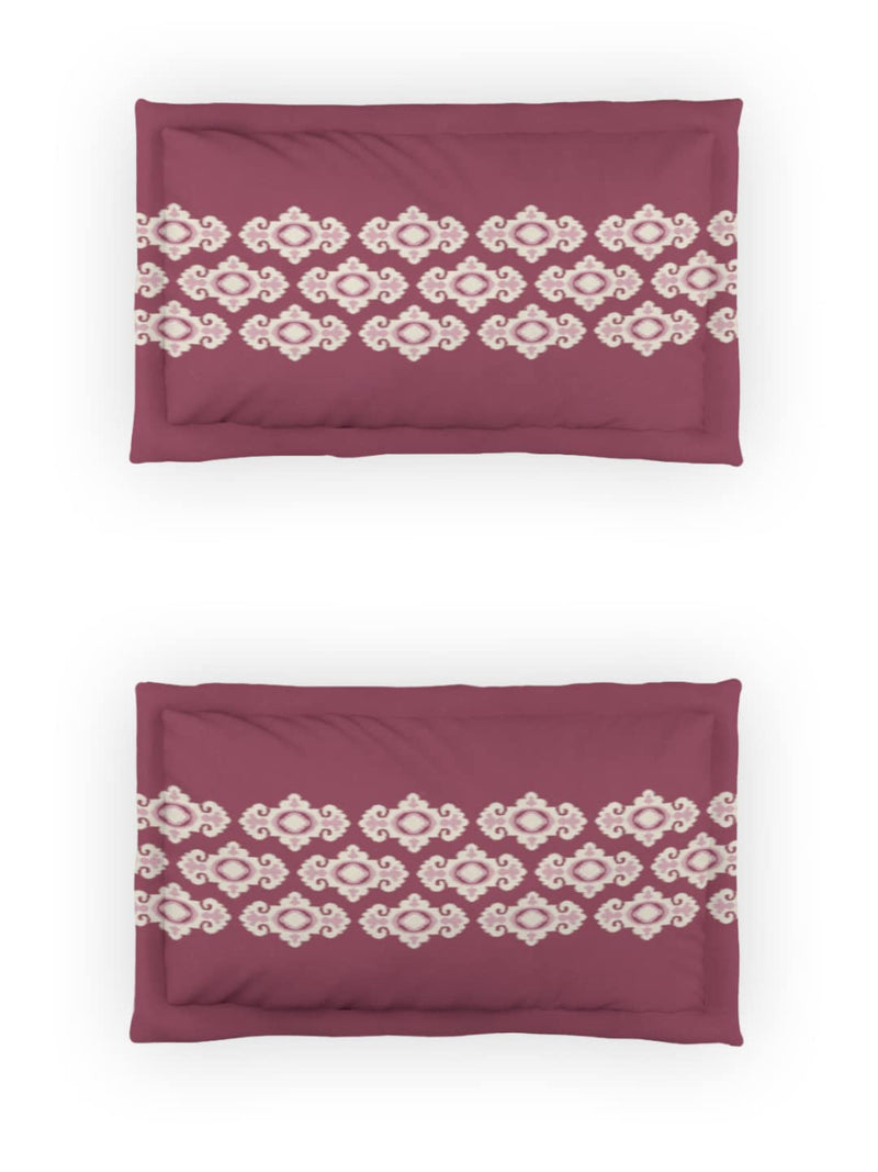 DDECOR - Ethnic Double Bedsheet with 2 Pillow Covers - Plum Pink