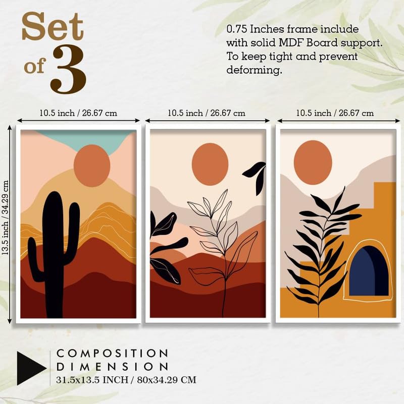 SAF paintings Set of 3 Modern Boho Art Wall Painting For Home And Office ol-COMBO-2168-K3