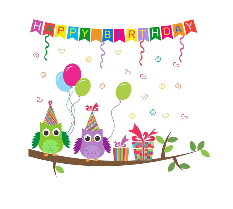 Asmi Collections Happy Birthday Wall Stickers Owls on a Branch