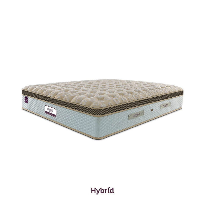 Amore Hybrid 8 Inch Eurotop Memory Foam,H R Foam & Pocket Spring Orthopedic King Size Mattress (78x72x8).