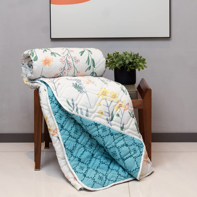 Urban Space Single Bed Comforter 120 GSM Microfiber 3 Layered Quilt Dohar Soft Lightweight Reversible Printed AC Blanket Single Bed for All Season (France - 145cm x 225cm)