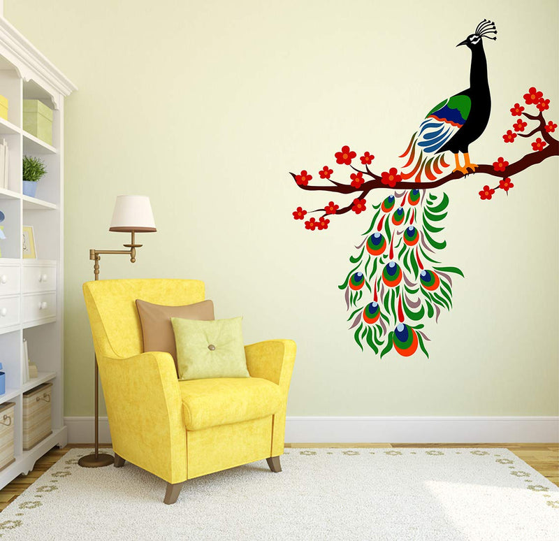 Tuffuk Beautifull Peacock Large Vinyl Wallstickers for Home Decorations(60 cm x 80 cm)5TZ227