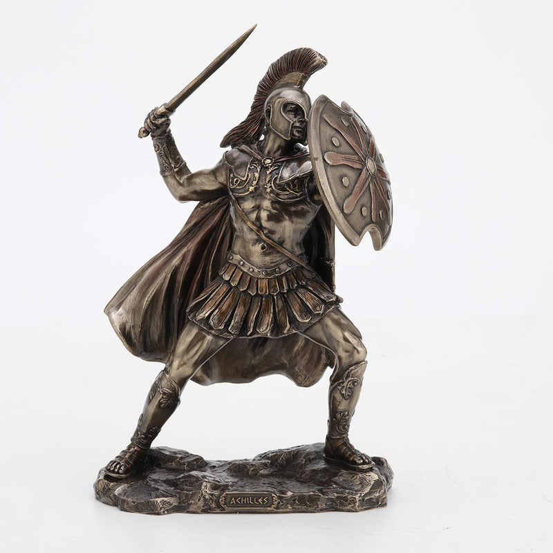 Veronese Design 9 5/8 Inch Greek Hero Achilles Battle Stance Cold Cast Resin Antique Bronze Finish Statue Home Decor