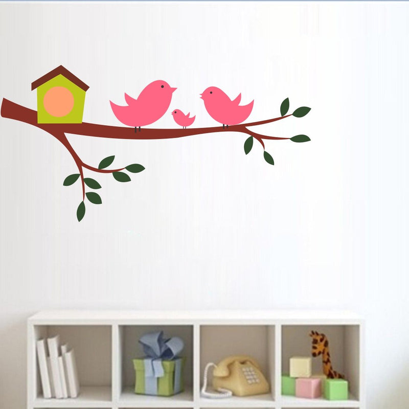 Walltech Happy Bird Family Wall Sticker| Beautiful Design Wall Decoration Sticker