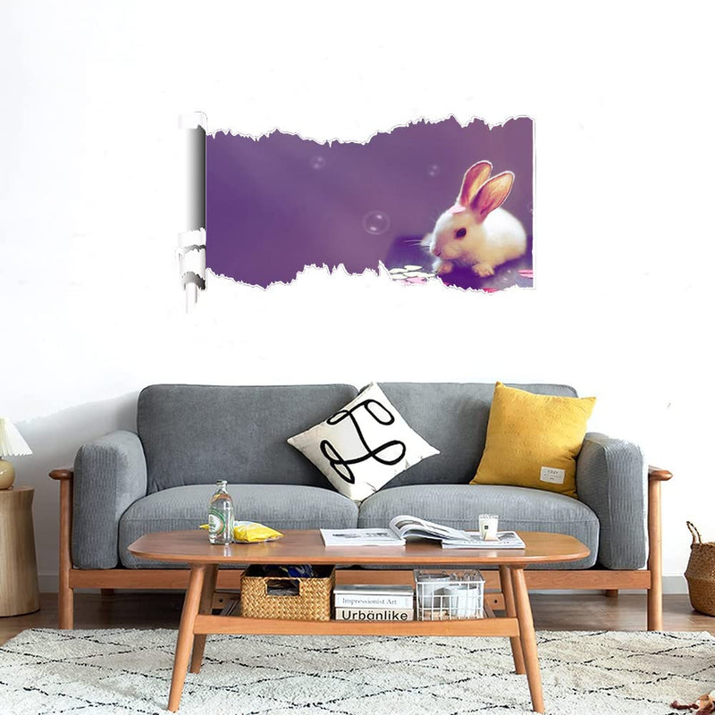 GADGETS WRAP Printed Wall Decal Sticker Scratched Paper Style Wall Decal (90cm x 50cm) - Cute Rabbit