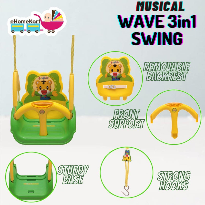 Ehomekart Wave Adjustable 3 in 1 Swing for Kids, Green