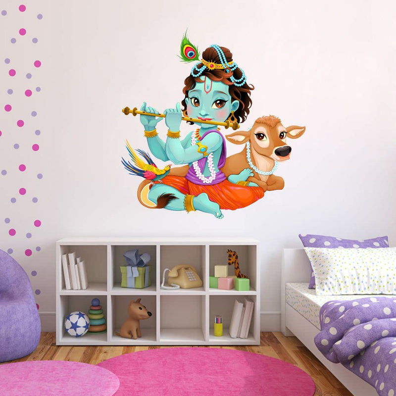 Delight Art Little Shree Krishna Design Wall Sticker Size - (63 * 56) cm Model id - (DAMC00592L)