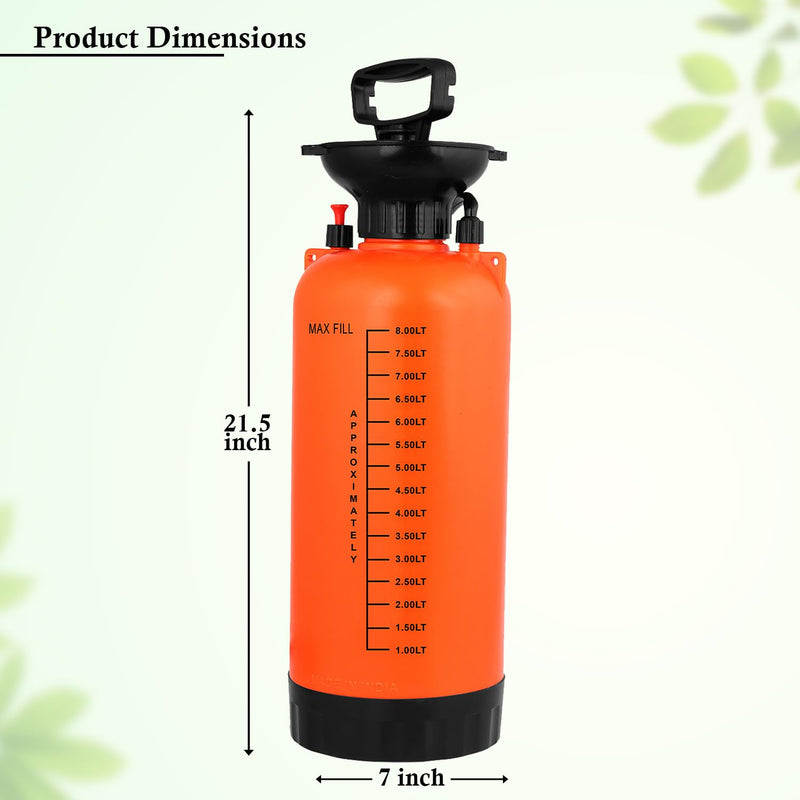 Oriley Handheld Manual Garden Sprayer Water Pressure Pump for Plant Spraying Gardening Household Cleaning Pesticide Removal and Sanitising (8 Ltrs Random Colour)