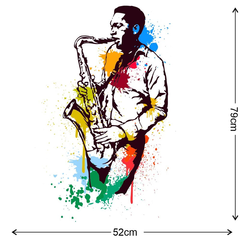 Wallzone Saxophone Large Vinyl Wallsticker for Home Decoration ( 105cm x 64 cm)