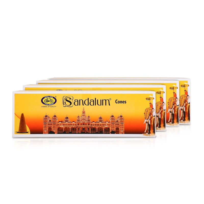 Cycle Pure Sandalum Incense Cones Combo Pack of 4 (48 N, 12N per pack) | Chandan fragrance | Long Lasting Fragrance Dhoop Cones for Pooja, Rituals, Positive Energy, Relaxation, Meditation